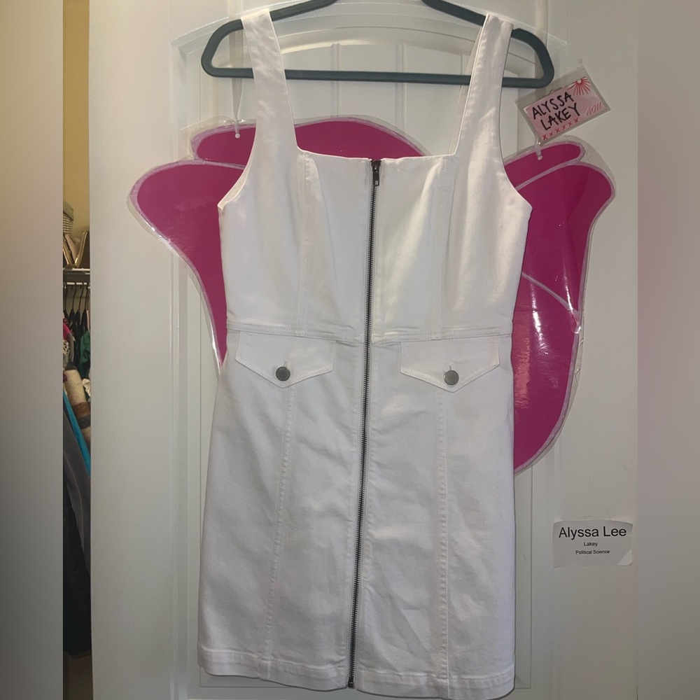 Alice + Olivia white denim zippered dress